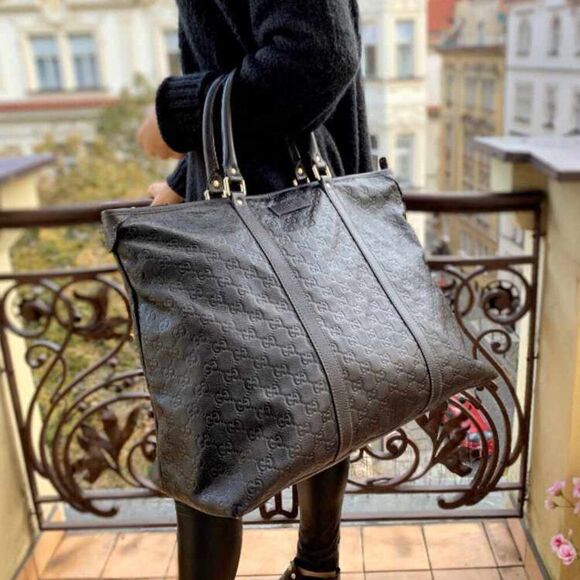 Gucci Other - GUCCI Guccissima GG Auth Commuter Tote Brown Leather Unisex EUC